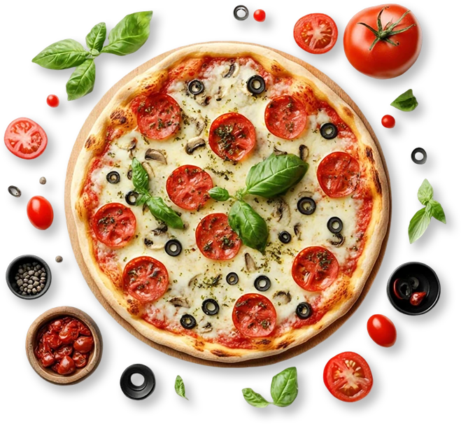 Delicious pepperoni pizza with mushrooms olives