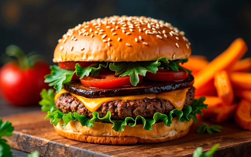 Delicious vegan burger presentation
